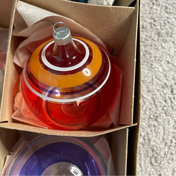 Vintage Kurt Adler Glass Striped Ornaments Hard To Find Christmas Holiday - Picture 10 of 13